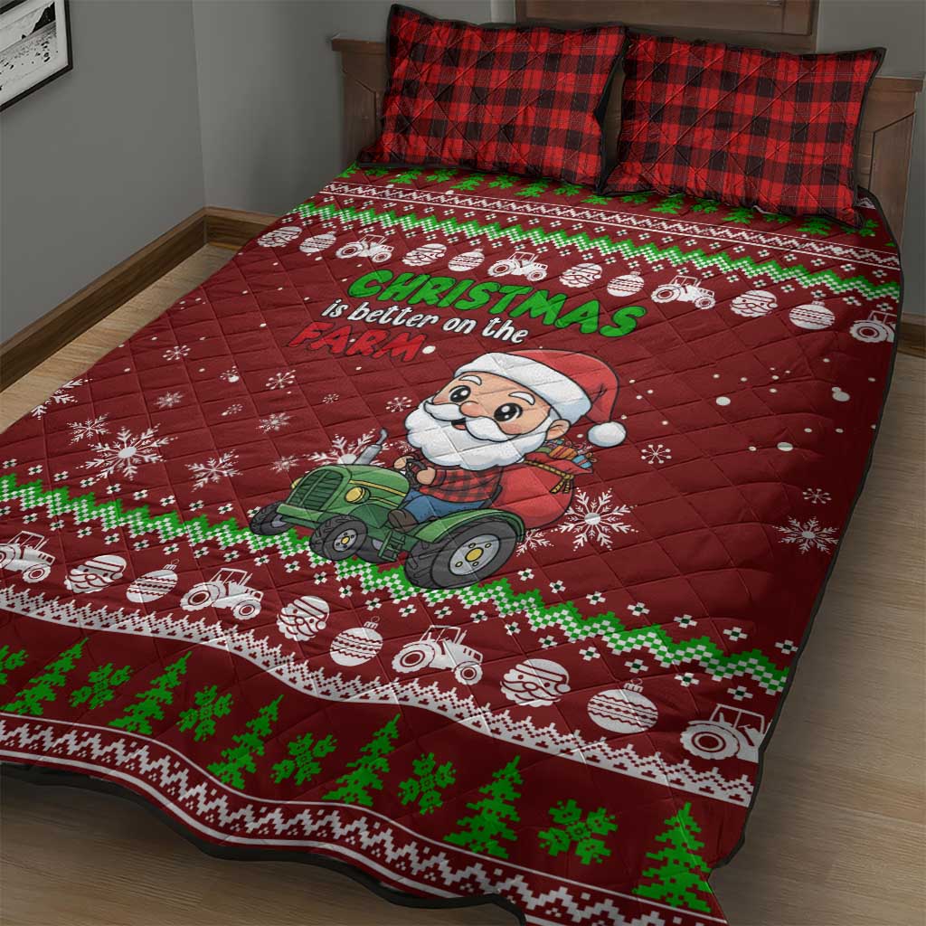Tractor Santa Christmas Quilt Bed Set Xmas Holiday Patterns - Wonder Print Shop