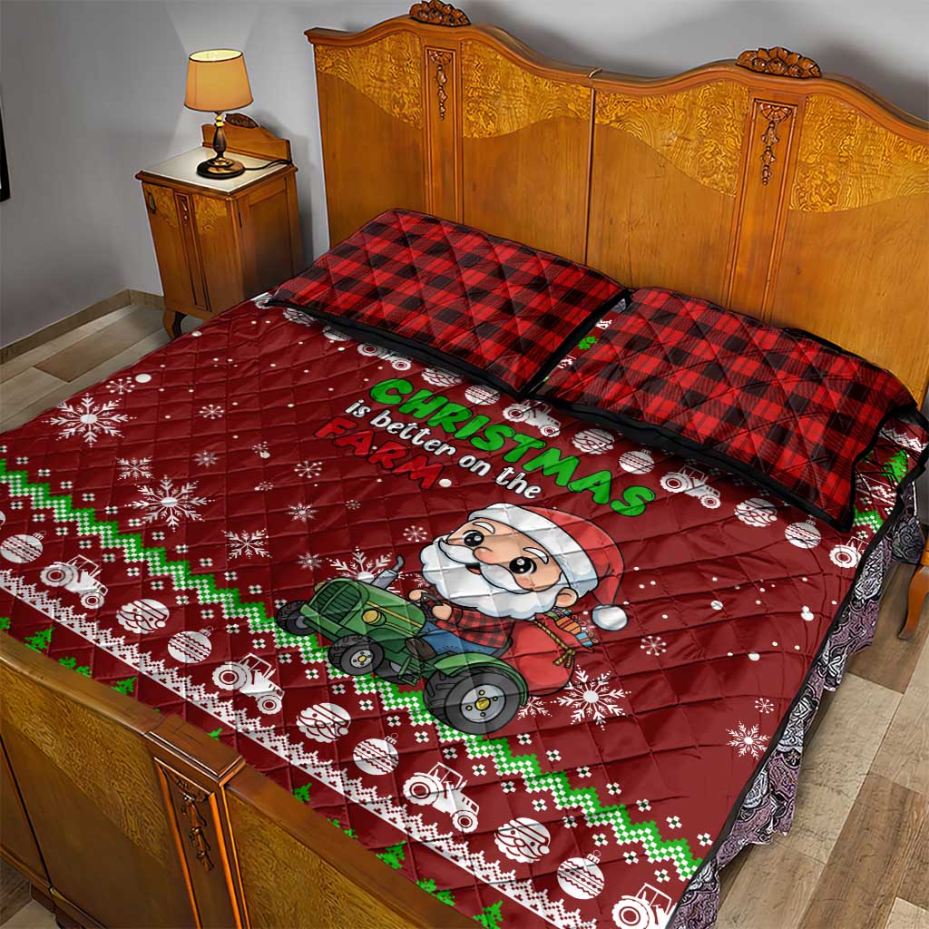 Tractor Santa Christmas Quilt Bed Set Xmas Holiday Patterns - Wonder Print Shop