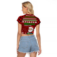 Tractor Santa Christmas Raglan Cropped T Shirt Xmas Holiday Patterns - Wonder Print Shop