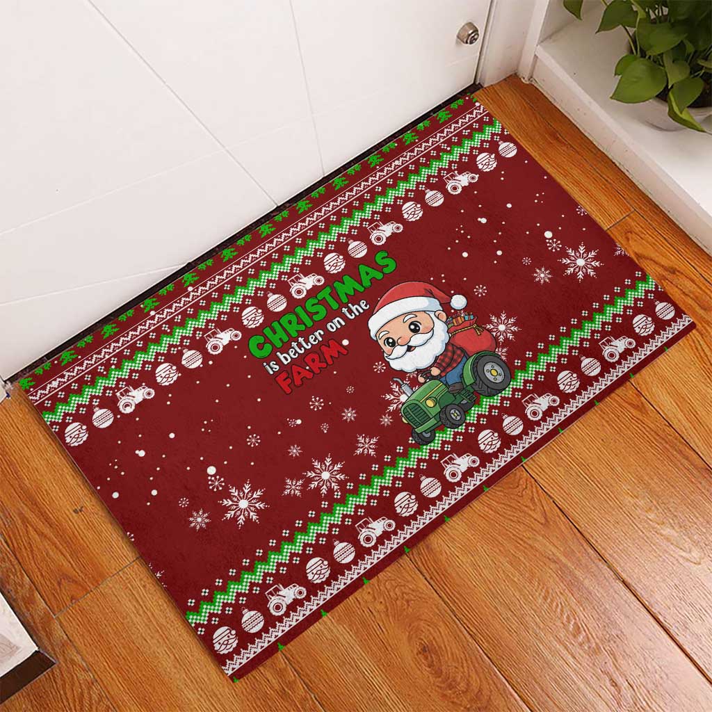 Tractor Santa Christmas Rubber Doormat Xmas Holiday Patterns - Wonder Print Shop