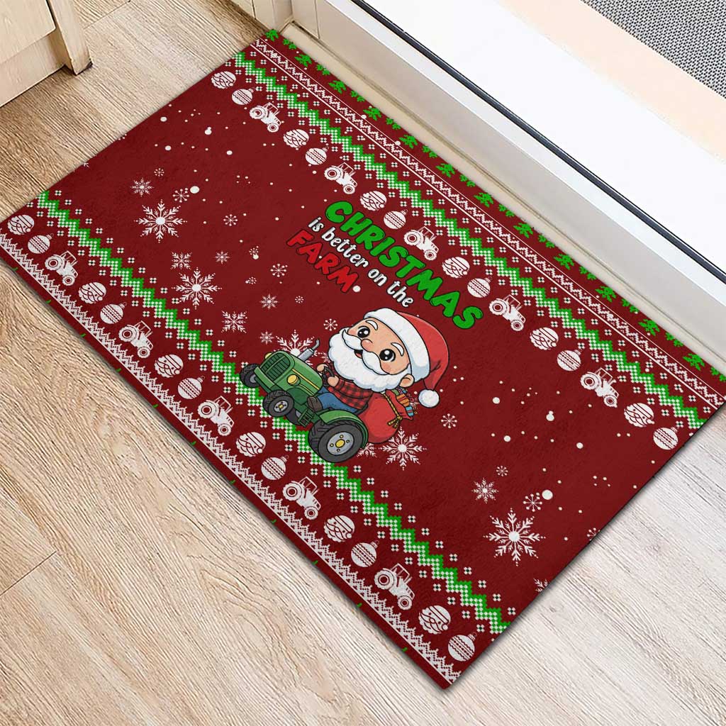 Tractor Santa Christmas Rubber Doormat Xmas Holiday Patterns - Wonder Print Shop