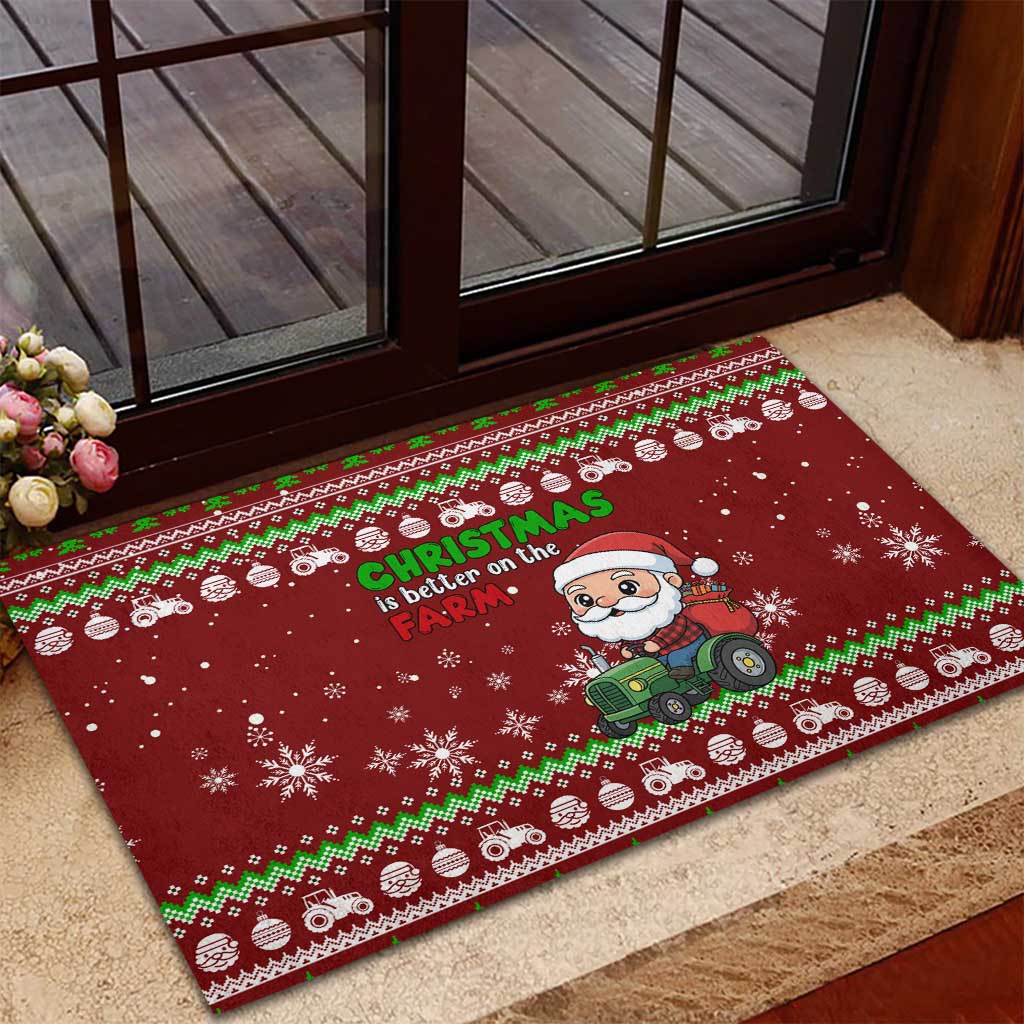 Tractor Santa Christmas Rubber Doormat Xmas Holiday Patterns - Wonder Print Shop