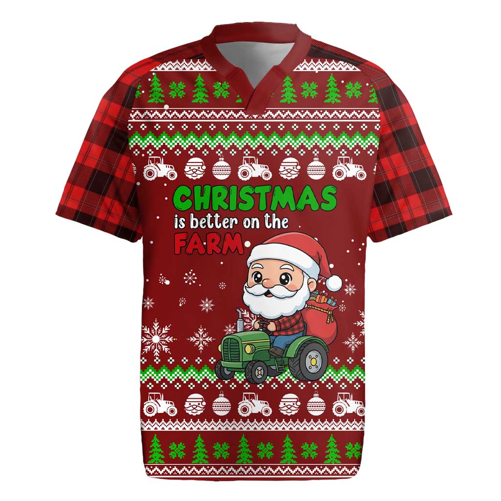 Tractor Santa Christmas Rugby Jersey Xmas Holiday Patterns - Wonder Print Shop