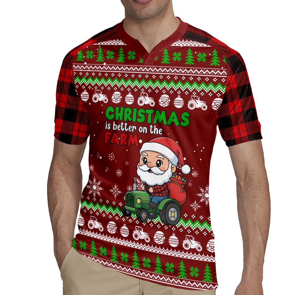 Tractor Santa Christmas Rugby Jersey Xmas Holiday Patterns - Wonder Print Shop