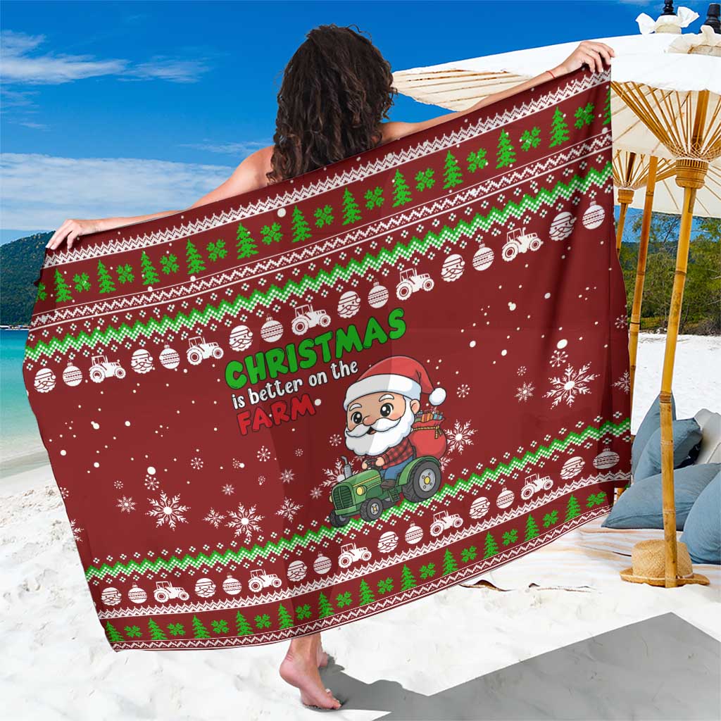 Tractor Santa Christmas Sarong Xmas Holiday Patterns - Wonder Print Shop