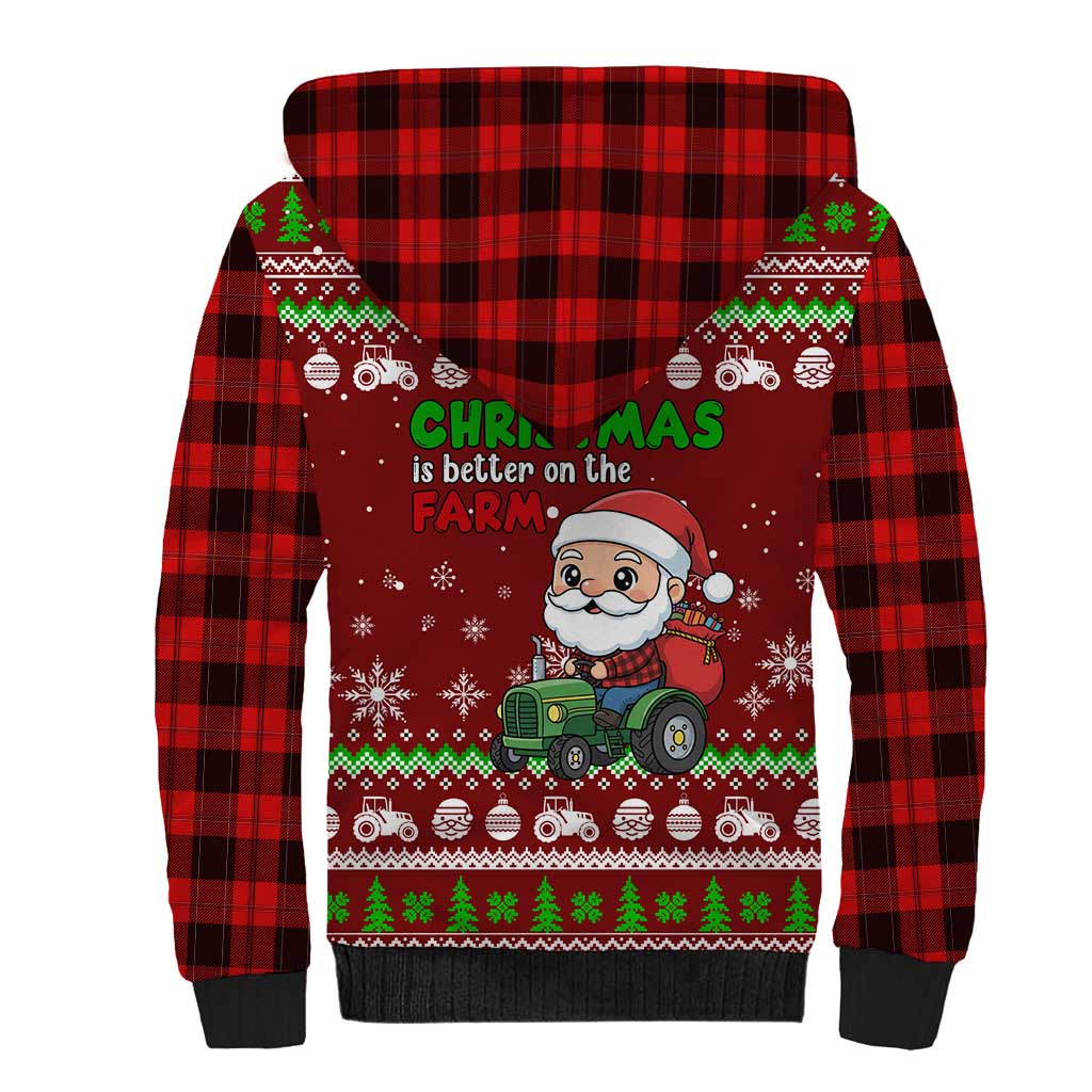 Tractor Santa Christmas Sherpa Hoodie Xmas Holiday Patterns - Wonder Print Shop