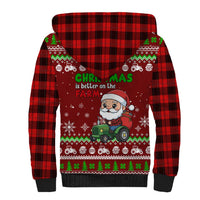 Tractor Santa Christmas Sherpa Hoodie Xmas Holiday Patterns - Wonder Print Shop
