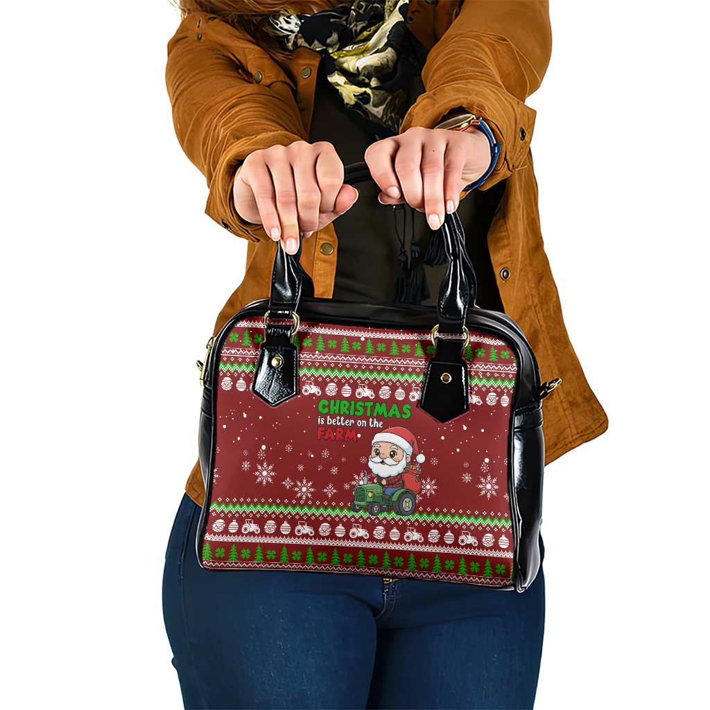 Tractor Santa Christmas Shoulder Handbag Xmas Holiday Patterns - Wonder Print Shop