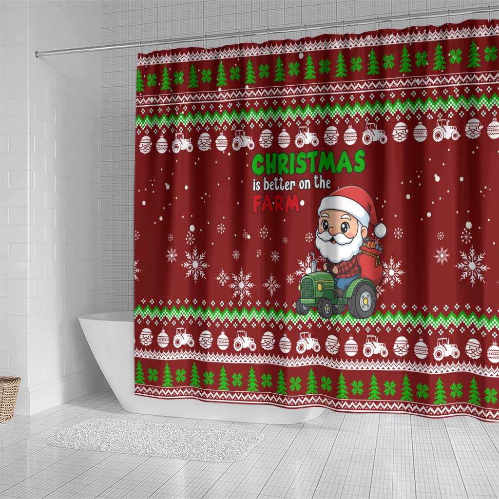 Tractor Santa Christmas Shower Curtain Xmas Holiday Patterns - Wonder Print Shop