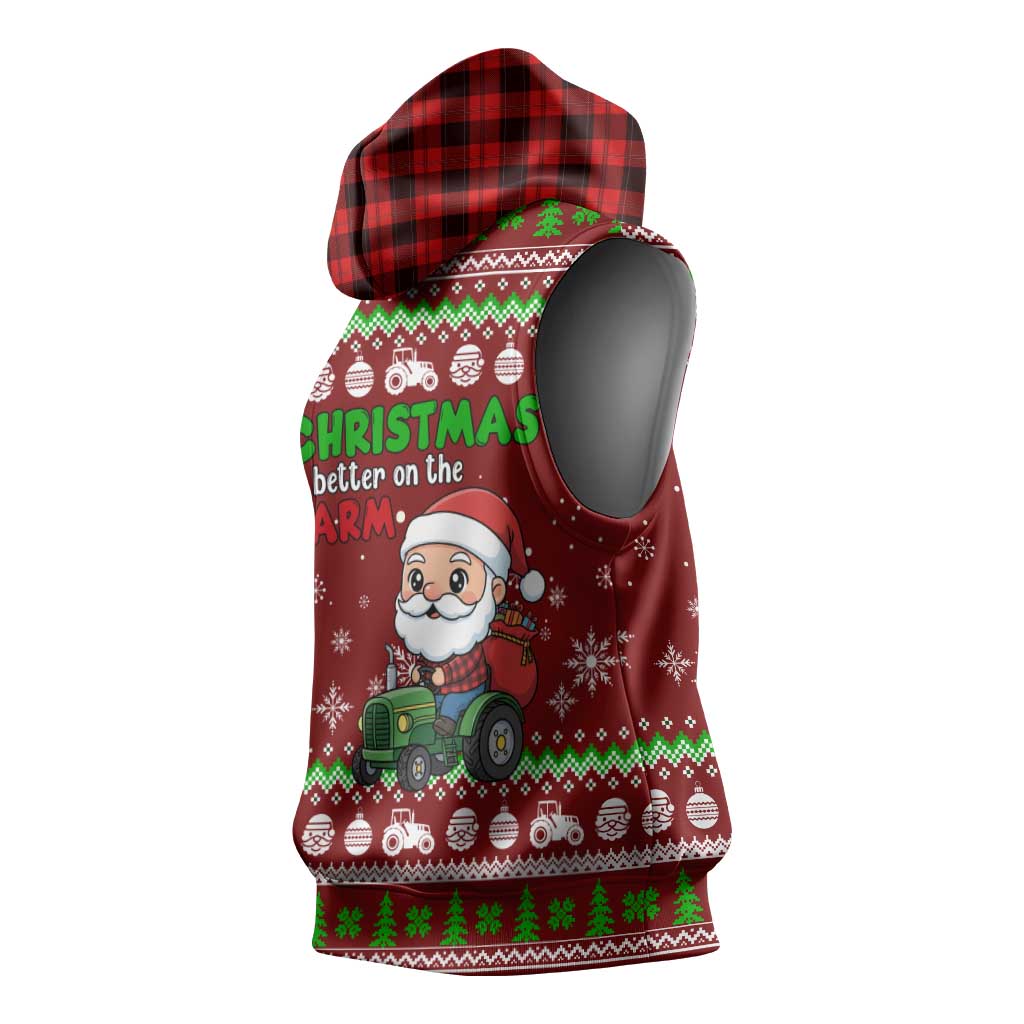Tractor Santa Christmas Sleeveless Hoodie Xmas Holiday Patterns - Wonder Print Shop
