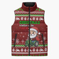 Tractor Santa Christmas Sleeveless Puffer Jacket Xmas Holiday Patterns - Wonder Print Shop