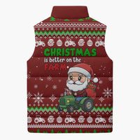 Tractor Santa Christmas Sleeveless Puffer Jacket Xmas Holiday Patterns - Wonder Print Shop