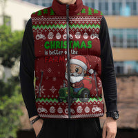 Tractor Santa Christmas Sleeveless Puffer Jacket Xmas Holiday Patterns - Wonder Print Shop