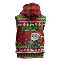 Tractor Santa Christmas Sleeveless Zip Hoodie Xmas Holiday Patterns - Wonder Print Shop