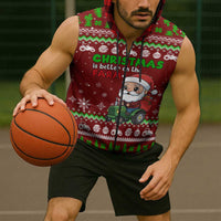 Tractor Santa Christmas Sleeveless Zip Hoodie Xmas Holiday Patterns - Wonder Print Shop
