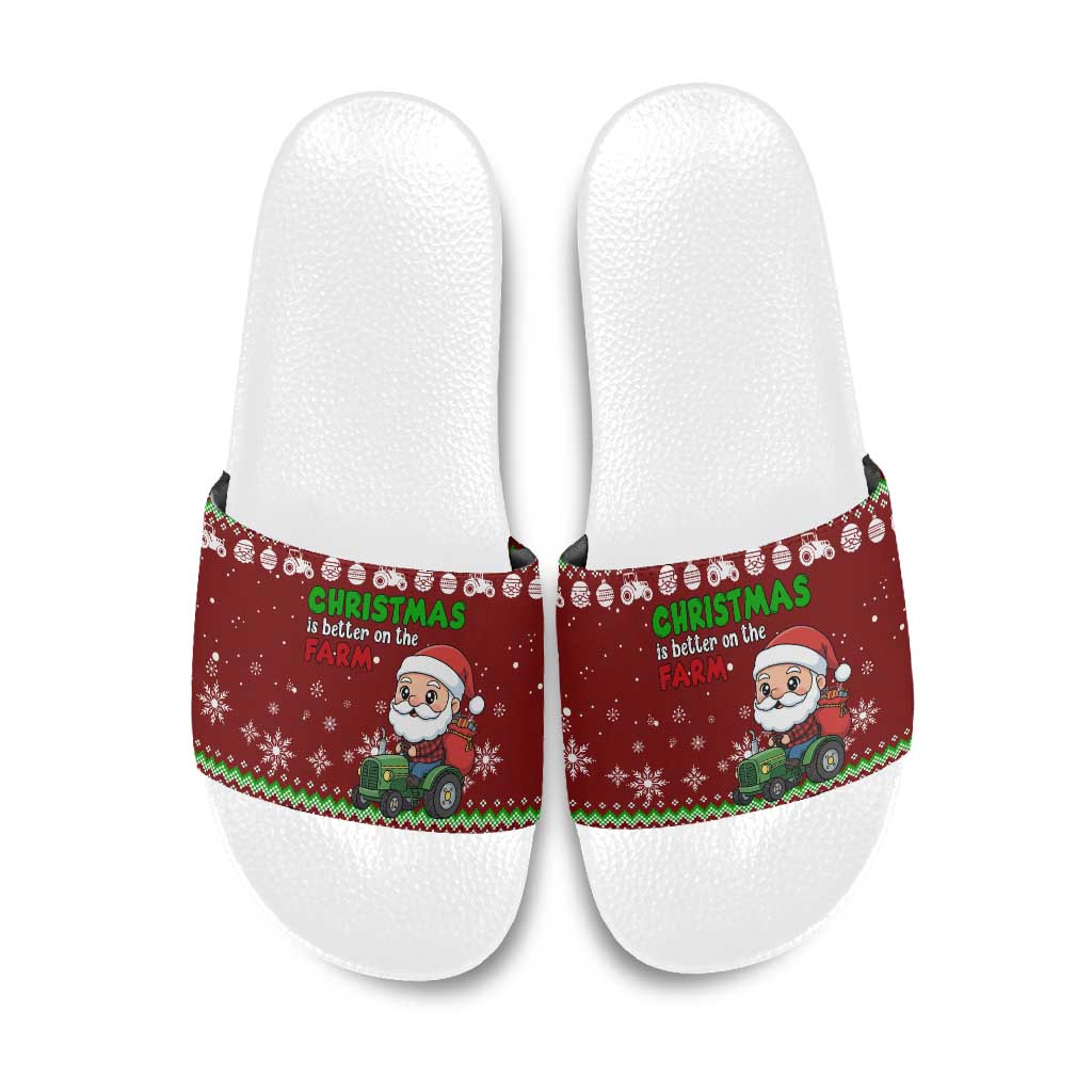 Tractor Santa Christmas Slide Sandals Xmas Holiday Patterns - Wonder Print Shop