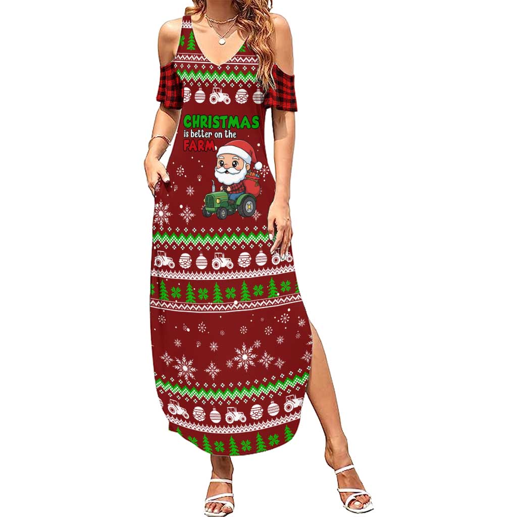 Tractor Santa Christmas Summer Maxi Dress Xmas Holiday Patterns - Wonder Print Shop