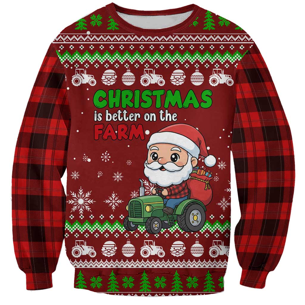 Tractor Santa Christmas Sweatshirt Xmas Holiday Patterns - Wonder Print Shop