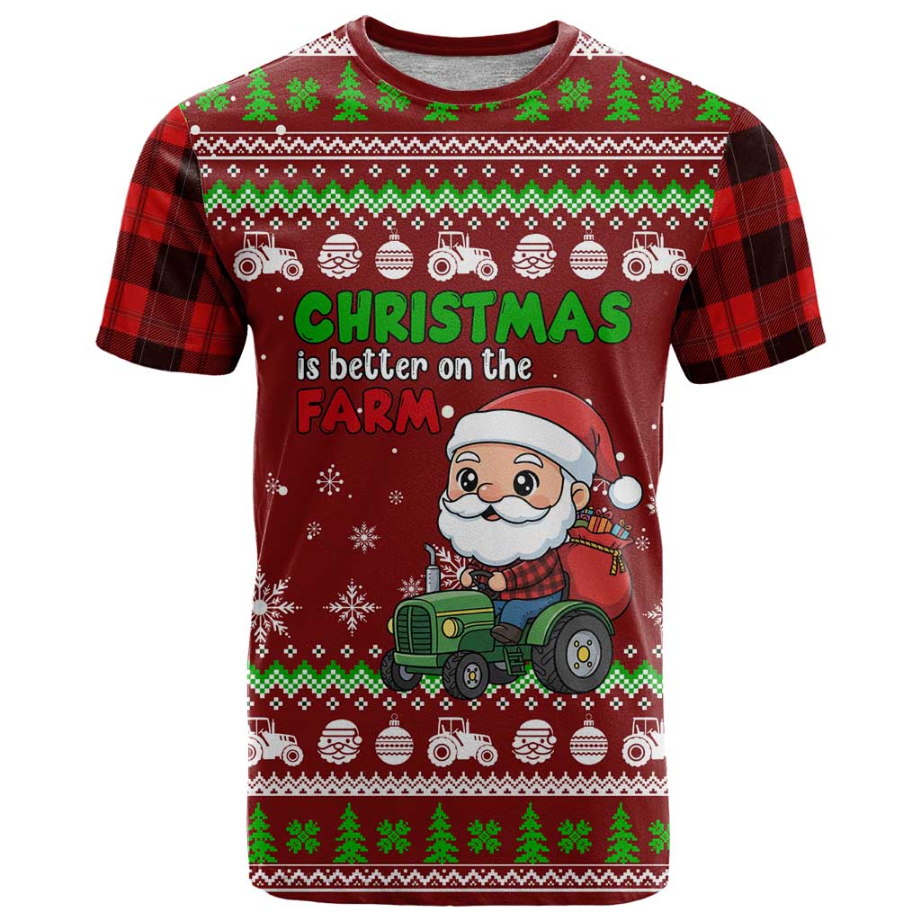 Tractor Santa Christmas T Shirt Xmas Holiday Patterns - Wonder Print Shop