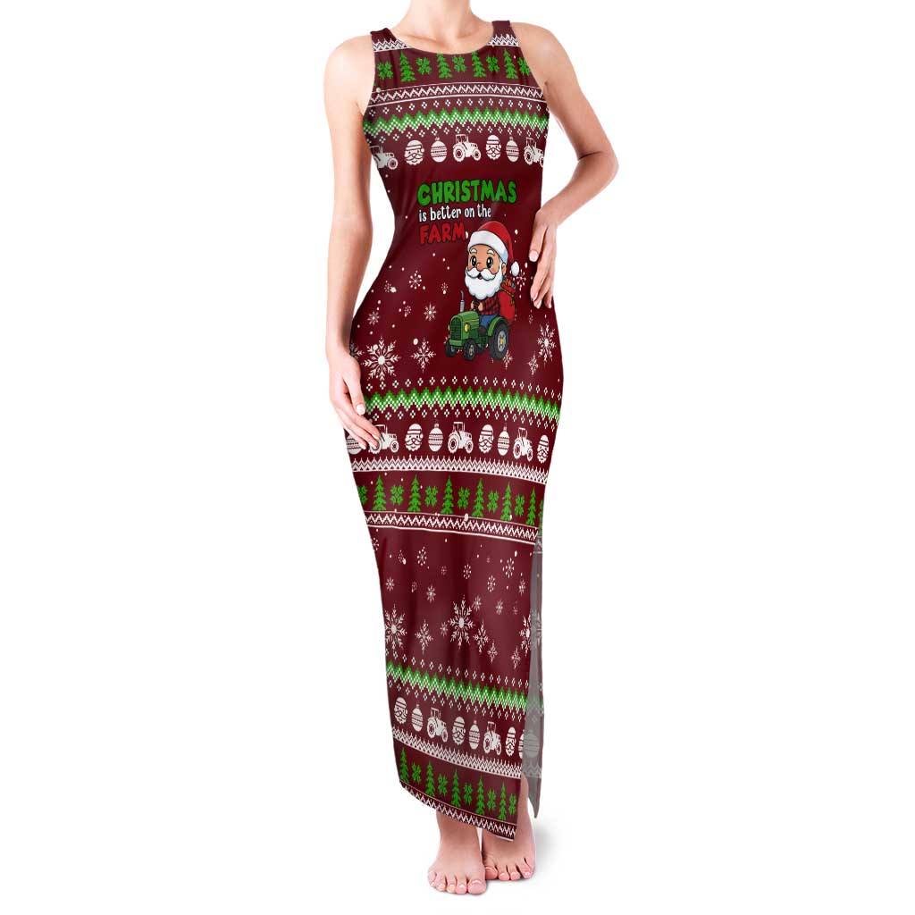 Tractor Santa Christmas Tank Maxi Dress Xmas Holiday Patterns - Wonder Print Shop