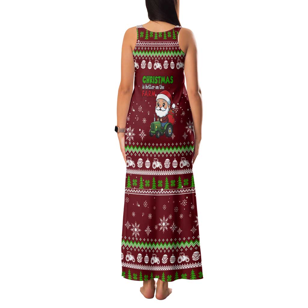 Tractor Santa Christmas Tank Maxi Dress Xmas Holiday Patterns - Wonder Print Shop
