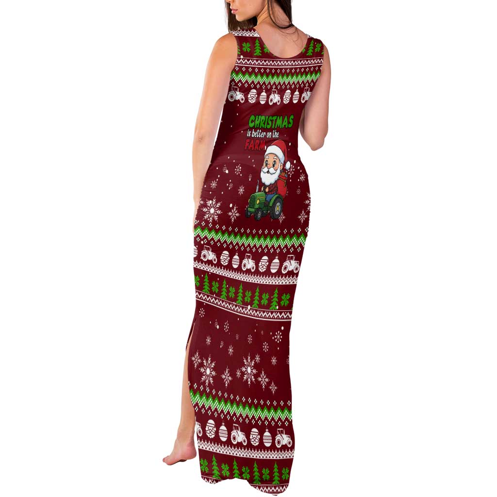 Tractor Santa Christmas Tank Maxi Dress Xmas Holiday Patterns - Wonder Print Shop