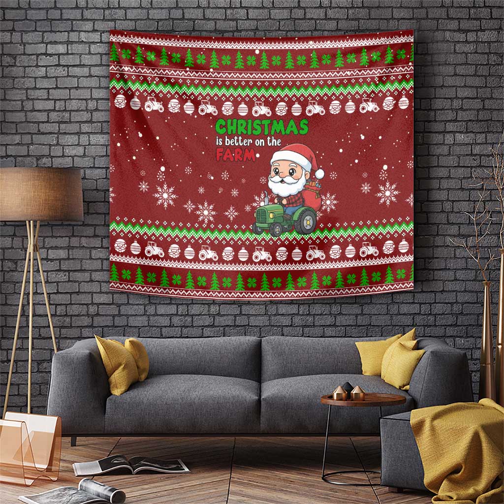Tractor Santa Christmas Tapestry Xmas Holiday Patterns - Wonder Print Shop