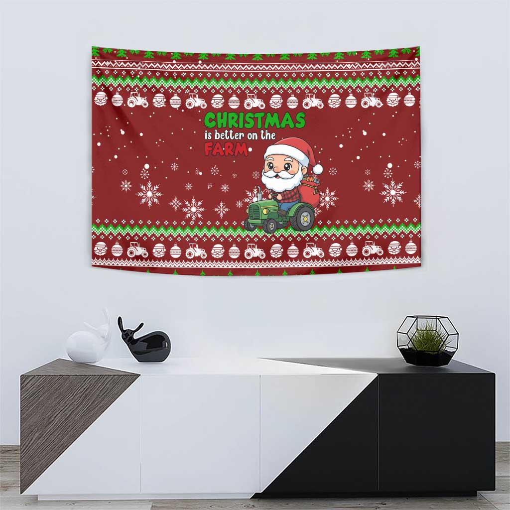 Tractor Santa Christmas Tapestry Xmas Holiday Patterns - Wonder Print Shop