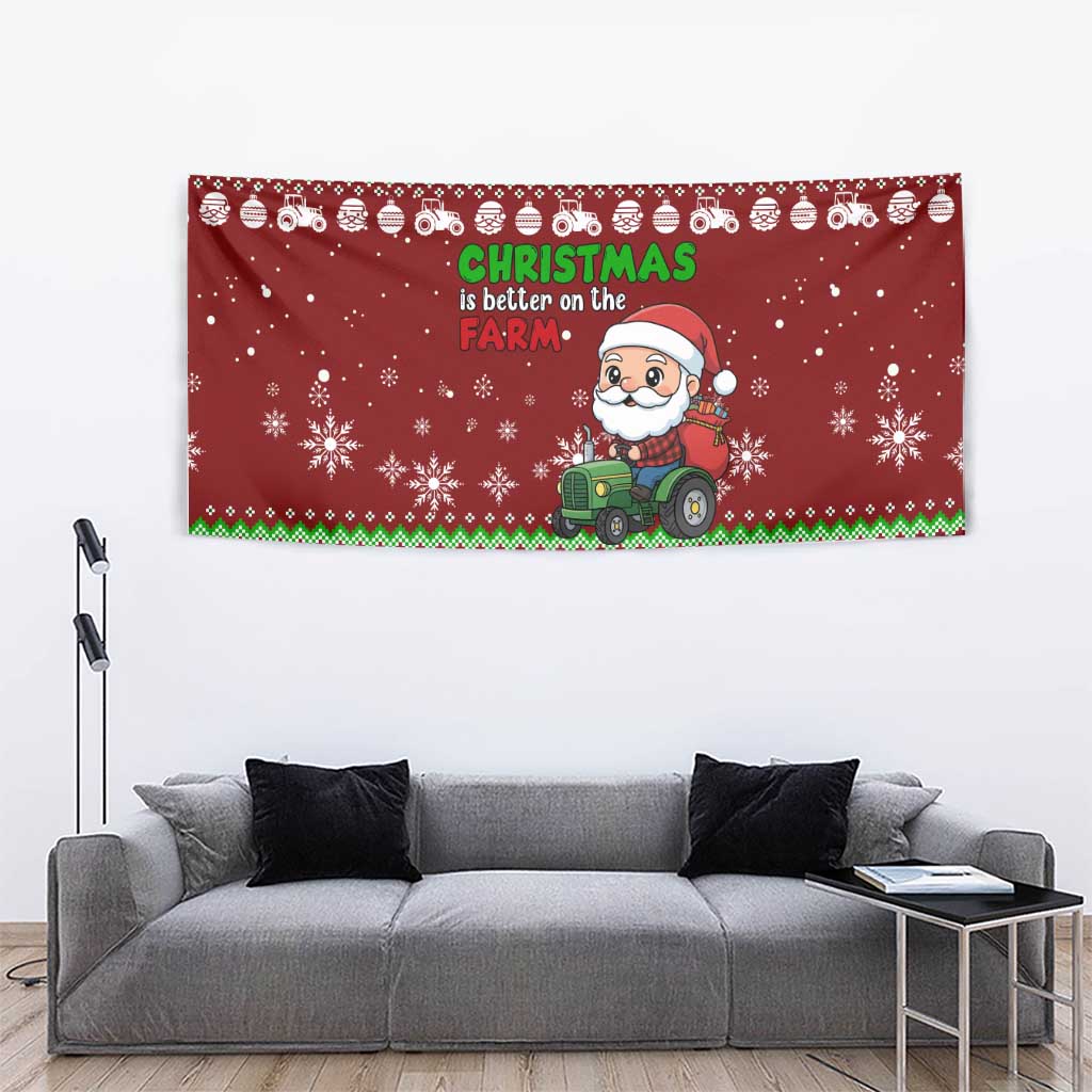 Tractor Santa Christmas Tapestry Xmas Holiday Patterns - Wonder Print Shop