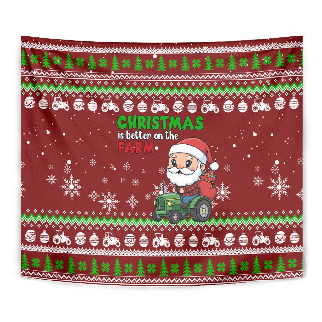Tractor Santa Christmas Tapestry Xmas Holiday Patterns - Wonder Print Shop