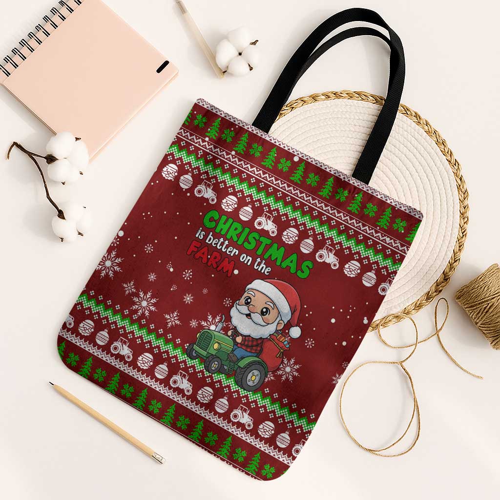 Tractor Santa Christmas Tote Bag Xmas Holiday Patterns - Wonder Print Shop