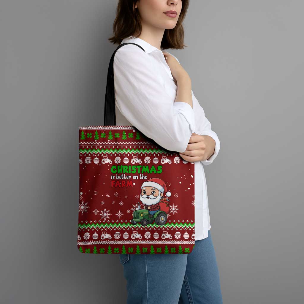 Tractor Santa Christmas Tote Bag Xmas Holiday Patterns - Wonder Print Shop