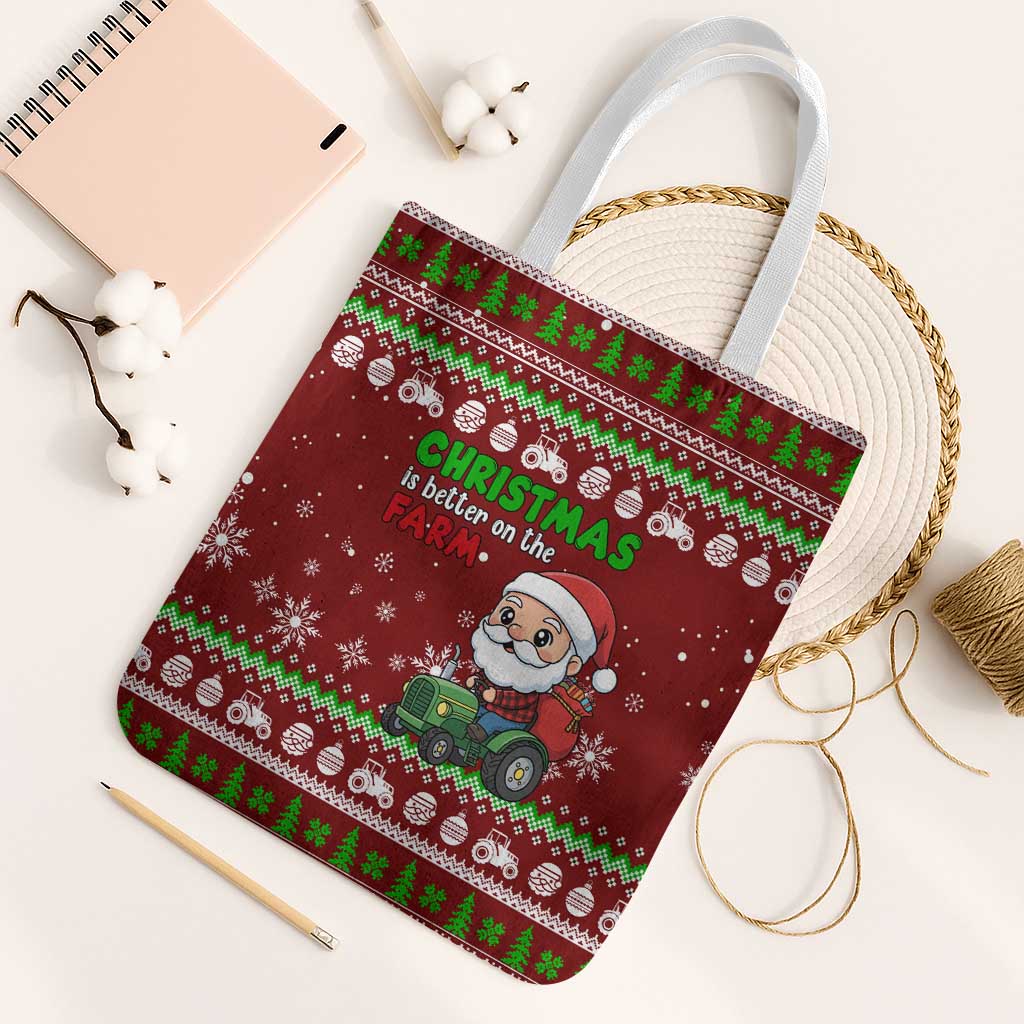 Tractor Santa Christmas Tote Bag Xmas Holiday Patterns - Wonder Print Shop