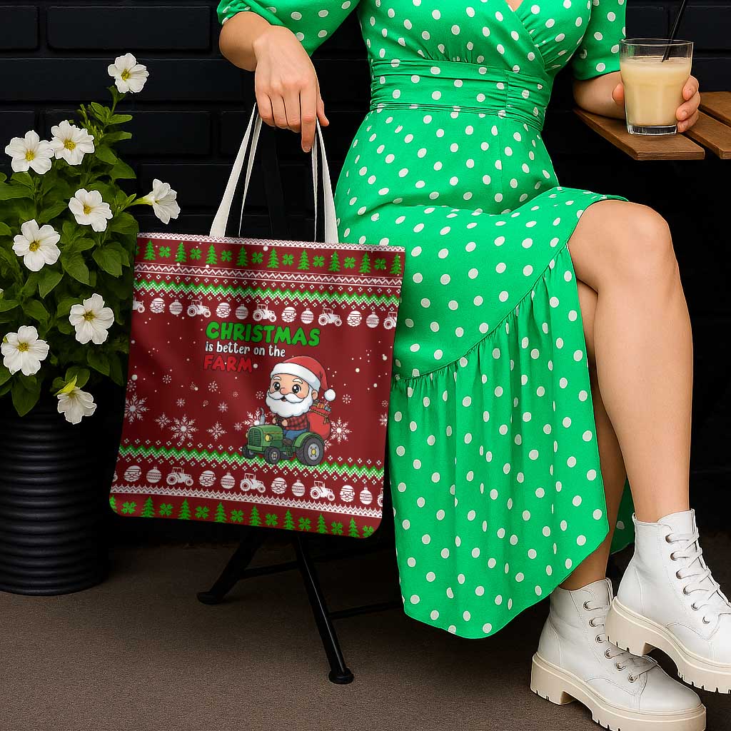 Tractor Santa Christmas Tote Bag Xmas Holiday Patterns - Wonder Print Shop