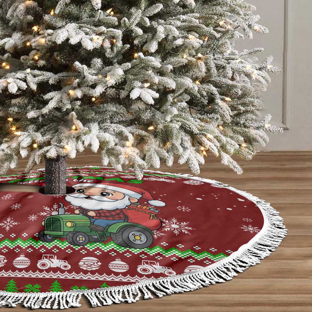 Tractor Santa Christmas Tree Skirt Xmas Holiday Patterns - Wonder Print Shop