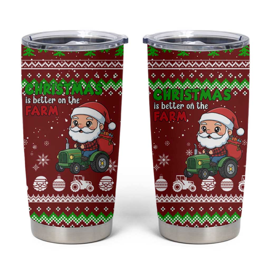 Tractor Santa Christmas Tumbler Cup Xmas Holiday Patterns - Wonder Print Shop