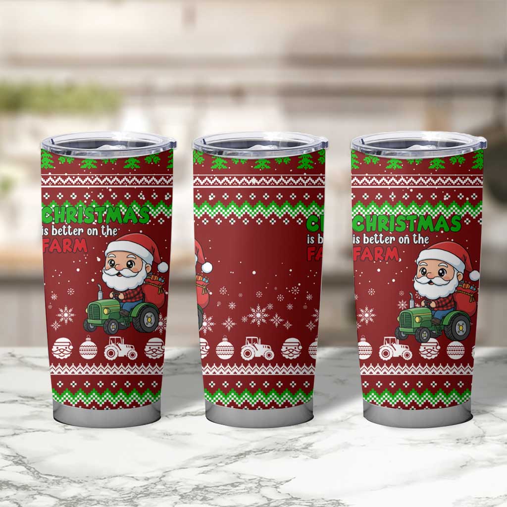 Tractor Santa Christmas Tumbler Cup Xmas Holiday Patterns - Wonder Print Shop