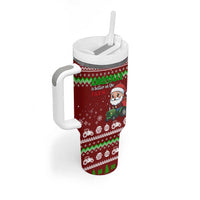 Tractor Santa Christmas Tumbler With Handle Xmas Holiday Patterns - Wonder Print Shop