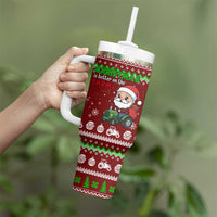 Tractor Santa Christmas Tumbler With Handle Xmas Holiday Patterns - Wonder Print Shop
