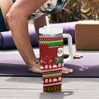 Tractor Santa Christmas Tumbler With Handle Xmas Holiday Patterns - Wonder Print Shop