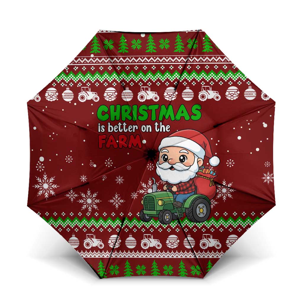 Tractor Santa Christmas Umbrella Xmas Holiday Patterns - Wonder Print Shop