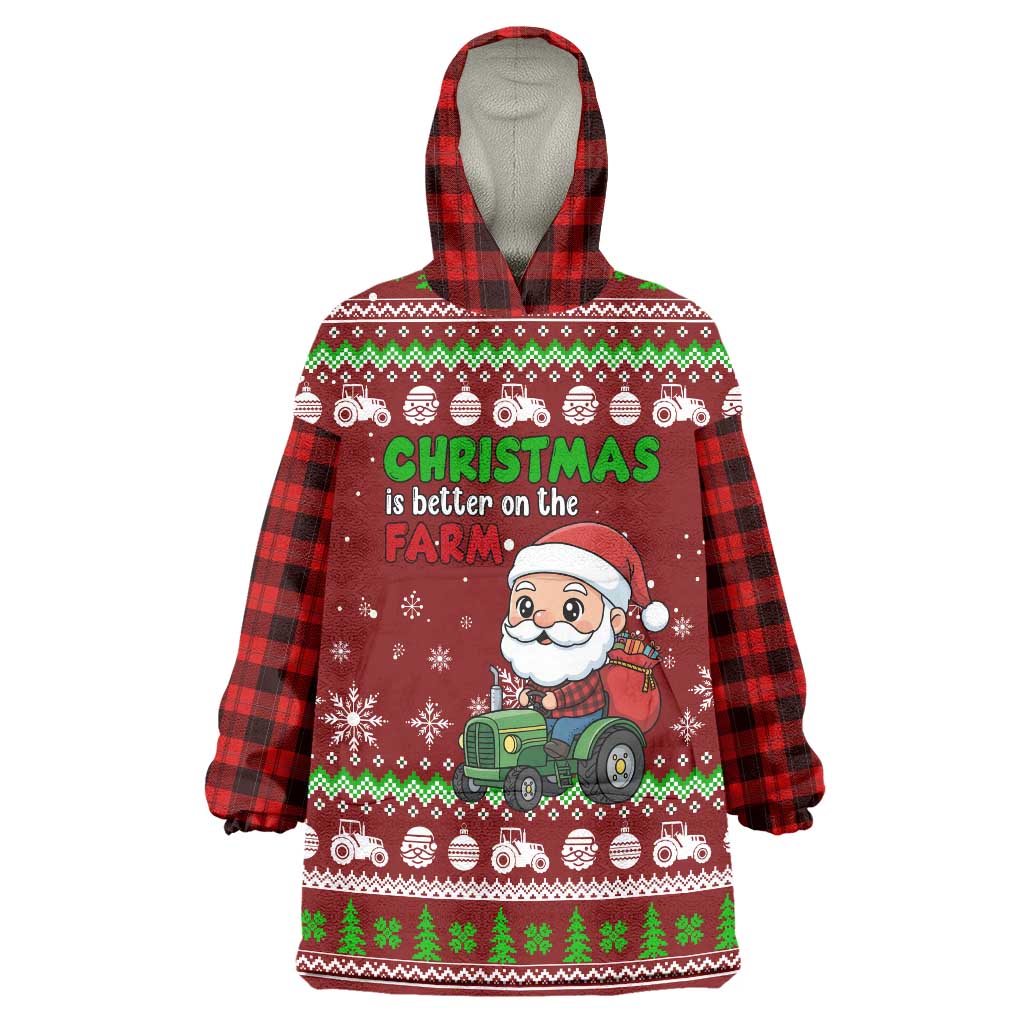 Tractor Santa Christmas Wearable Blanket Hoodie Xmas Holiday Patterns - Wonder Print Shop