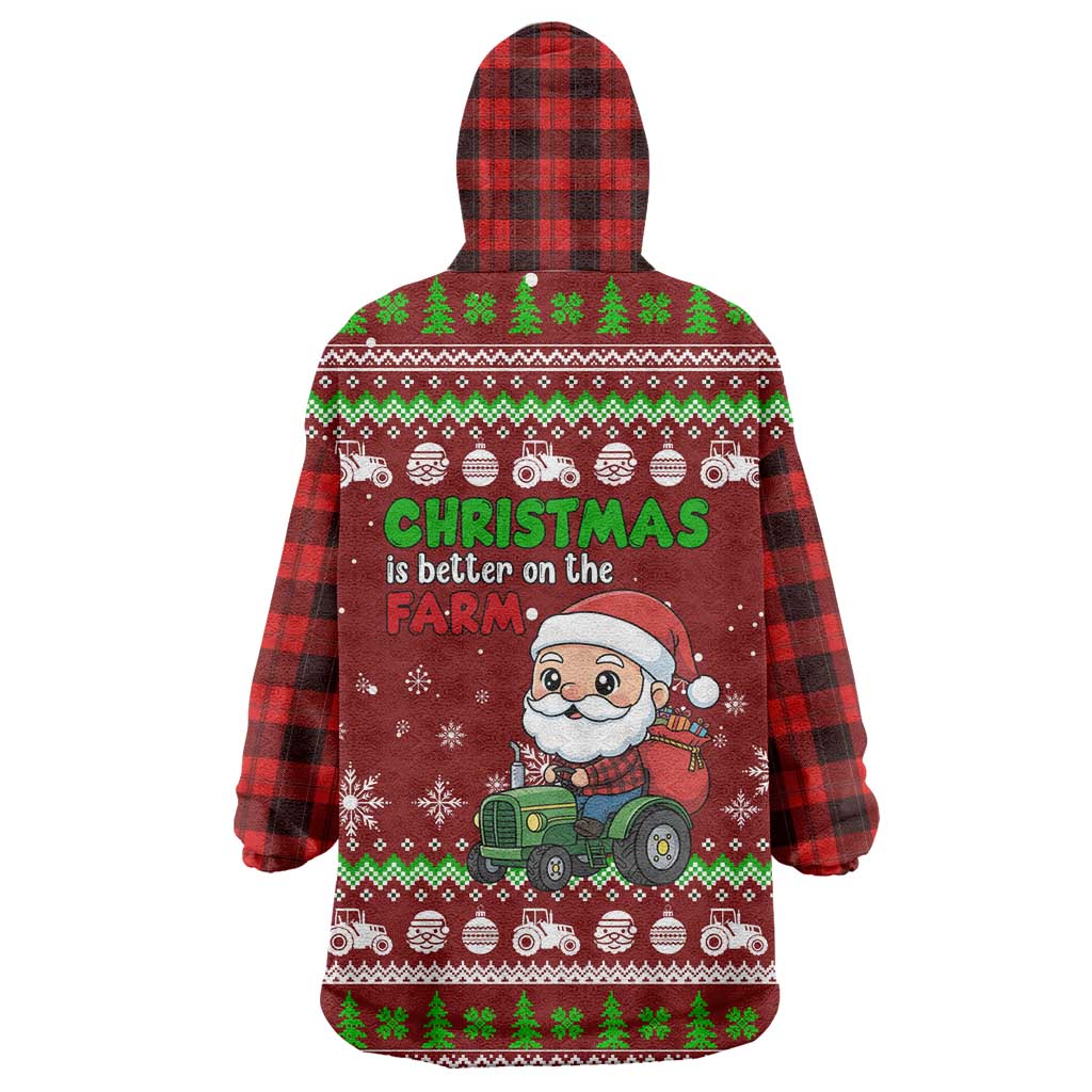 Tractor Santa Christmas Wearable Blanket Hoodie Xmas Holiday Patterns - Wonder Print Shop