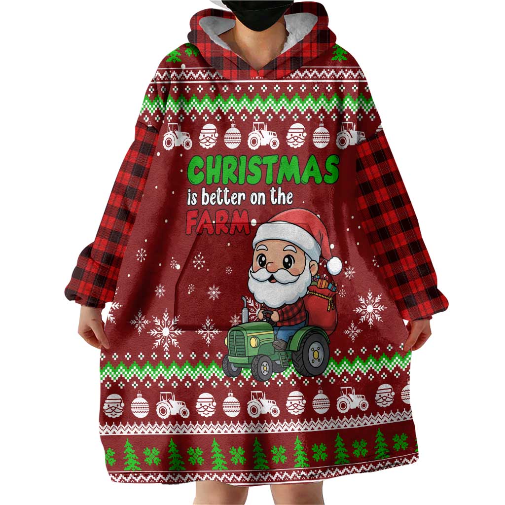 Tractor Santa Christmas Wearable Blanket Hoodie Xmas Holiday Patterns - Wonder Print Shop