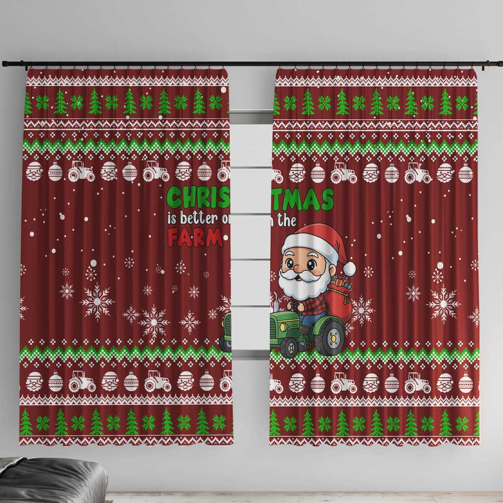 Tractor Santa Christmas Window Curtain Xmas Holiday Patterns - Wonder Print Shop