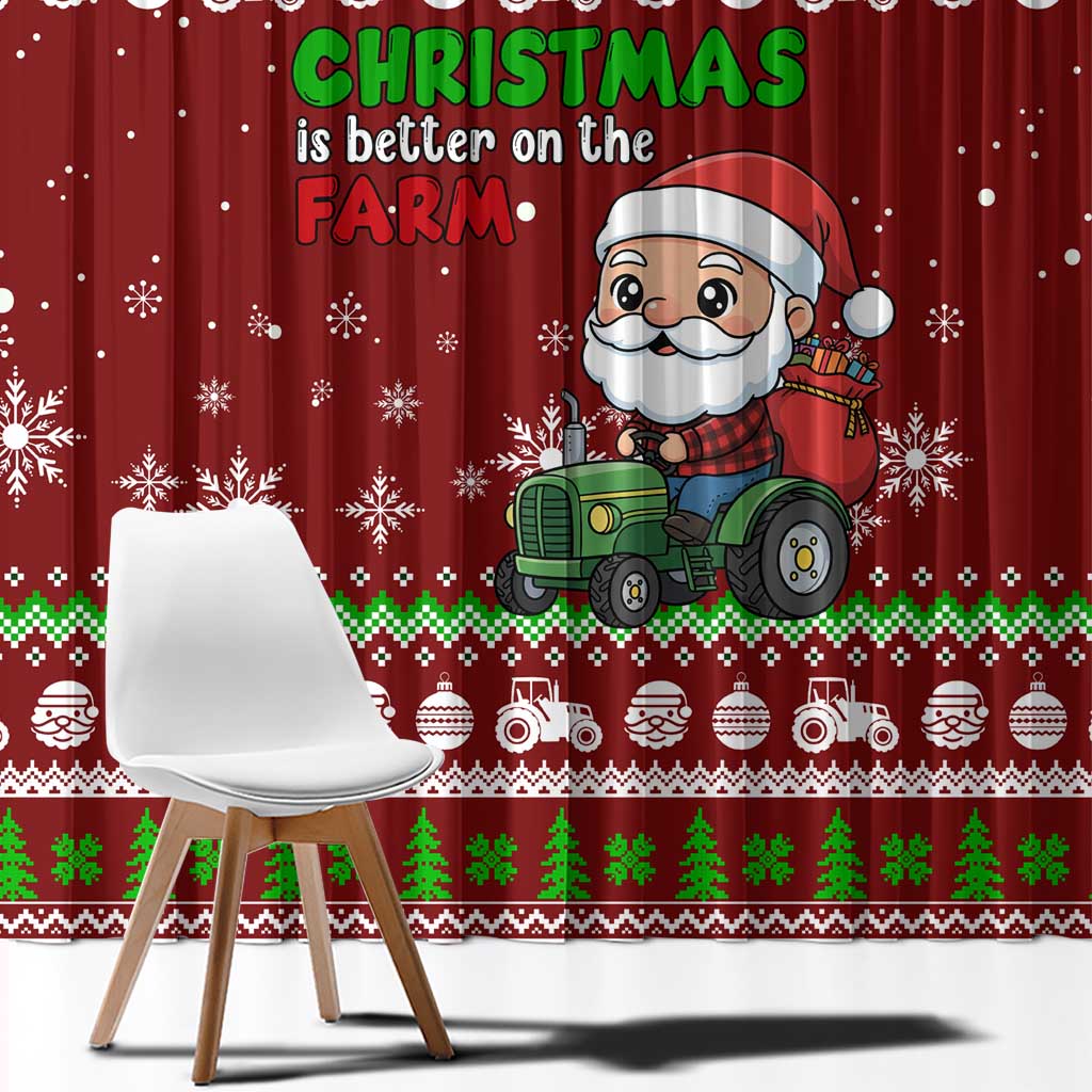 Tractor Santa Christmas Window Curtain Xmas Holiday Patterns - Wonder Print Shop