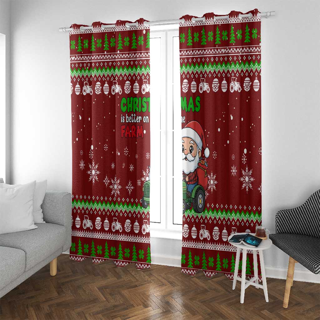 Tractor Santa Christmas Window Curtain Xmas Holiday Patterns - Wonder Print Shop