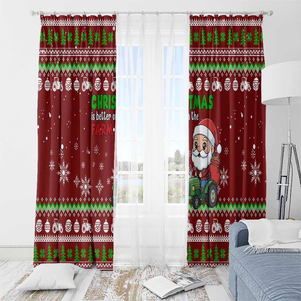Tractor Santa Christmas Window Curtain Xmas Holiday Patterns - Wonder Print Shop