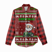 Tractor Santa Christmas Women Casual Shirt Xmas Holiday Patterns - Wonder Print Shop