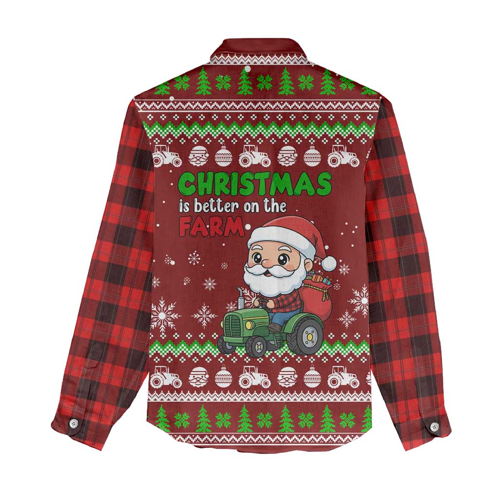 Tractor Santa Christmas Women Casual Shirt Xmas Holiday Patterns - Wonder Print Shop